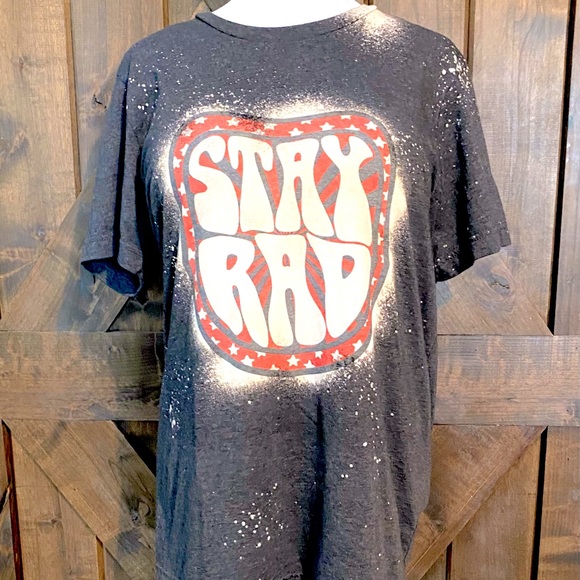 Bella Canvas Tops - Bleach Dyed Black Vintage Stay Rad Tee NWOT